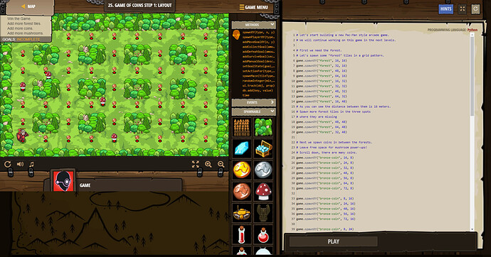 # https //codecombat.com/play/level/game-of-coins-step-1-layout